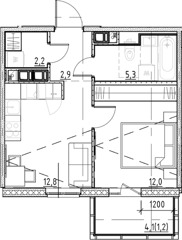 1-комнатная квартира 36.4 м², 2/8 эт., ЖК «Янила Форест»